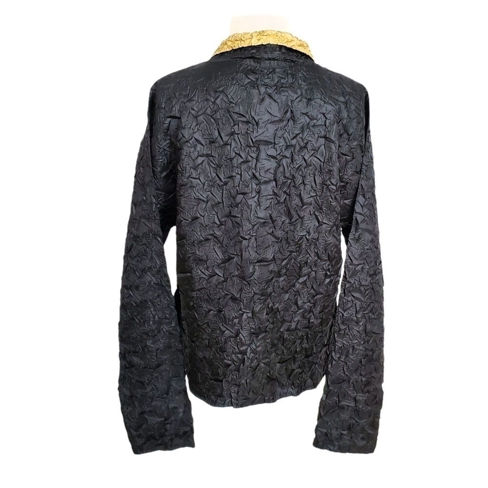 Lou Nardi Reversible Black & Gold Lightweight Crinkle Jacket - Picture 2 of 8
